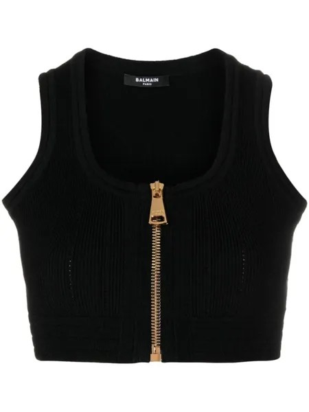Balmain вязаный топ-бралетт, черный