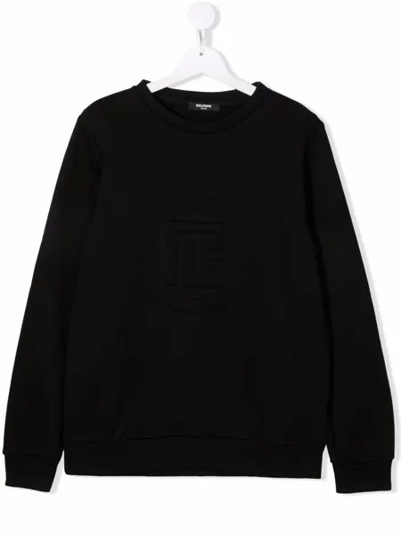 Balmain Kids клетчатая толстовка с тисненым логотипом
