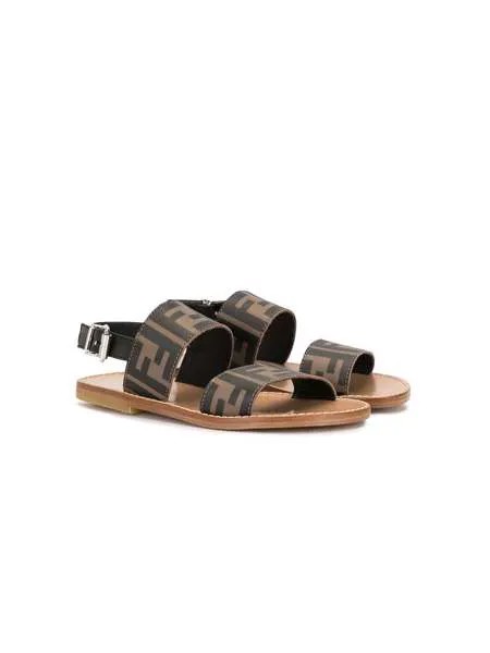 Fendi Kids сандалии с открытым носком и логотипом