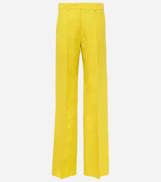 Прямые брюки из креп-кутюр с высокой посадкой Valentino, желтый