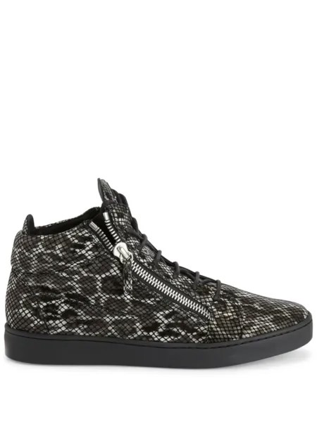 Giuseppe Zanotti высокие кеды Kriss с леопардовым принтом, черный