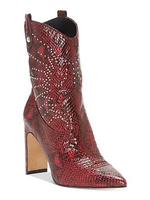 JESSICA SIMPSON Womens Maroon Snake Bazil Pointed Toe Slip On Western Boot 7,5 M