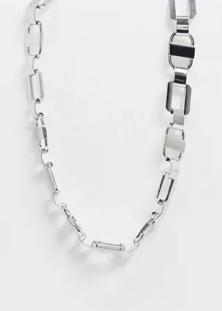 Серебристая цепочка с крупными звеньями ASOS DESIGN-Серебряный