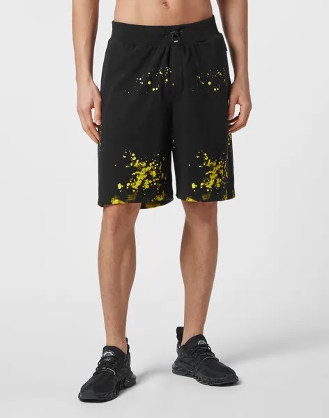 Спортивные шорты Plein Sport, цвет Black/Yellow Fluo