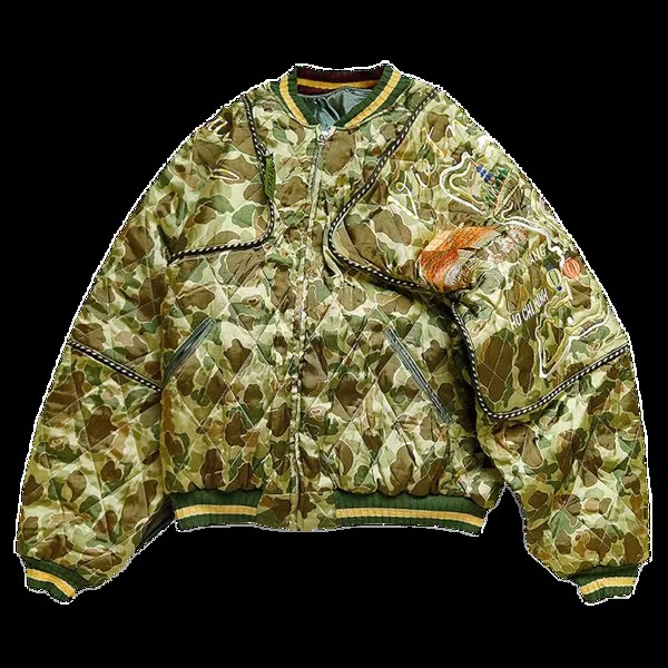 Куртка Kapital Rayon Satin Quilting Camo Sham Bomber (Beautiful Vietnam) 'Khaki', загар