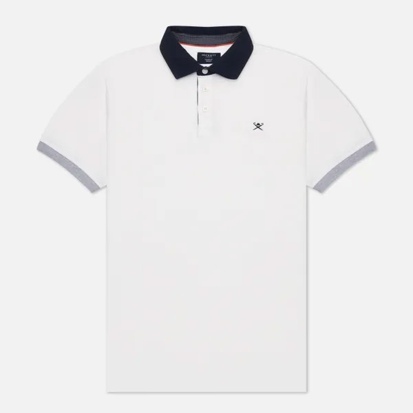 Мужское поло Hackett Woven Collar белый, Размер M