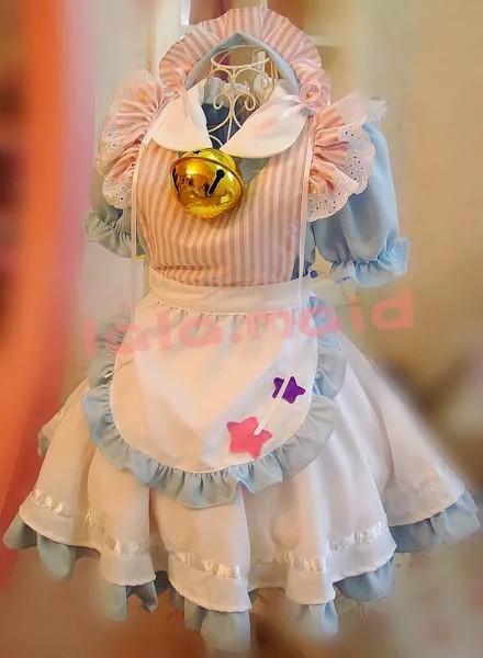 Оригинальный дизайн, каваи, платье японской горничной для девочек, большой Колокольчик/бант, фартук со звездой, костюм для косплея Лолиты