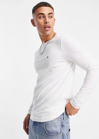 Белый лонгслив узкого кроя Tommy Hilfiger