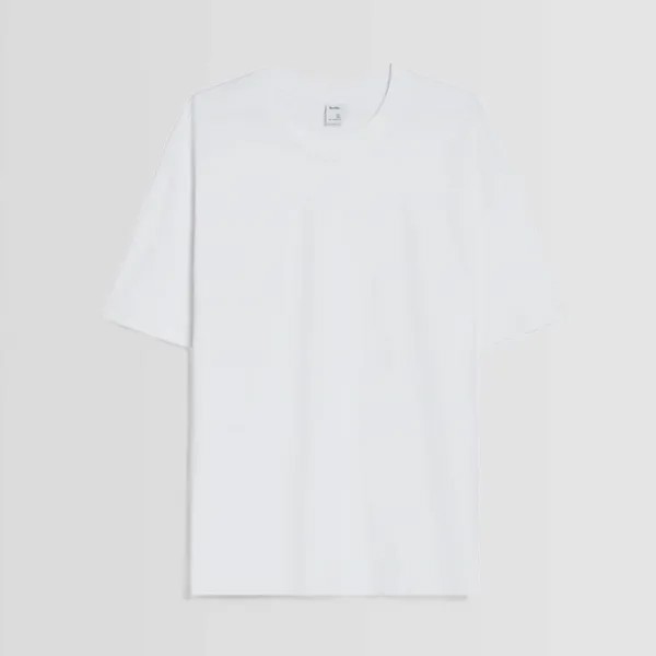 Футболка Bershka Oversized Short Sleeve, белый