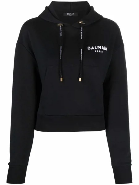 Balmain укороченное худи с логотипом