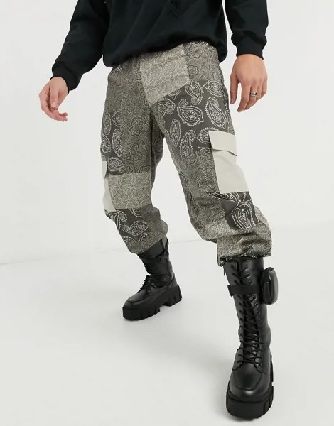 Суженные книзу oversized-джоггеры с принтом пейсли ASOS DESIGN-Мульти