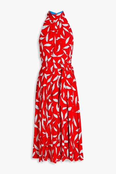 Платье миди из крепдешина с плиссированным принтом Nicola Diane Von Furstenberg, красный