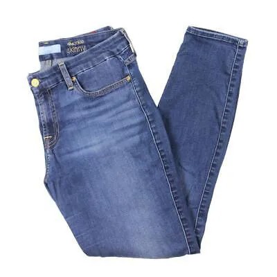 Синие женские джинсы скинни со средней посадкой и необработанным подолом 7 For All Mankind 30 BHFO 7947