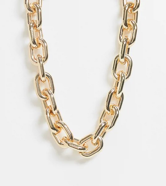 Золотистое массивное ожерелье-цепочка ASOS DESIGN Curve-Золотой