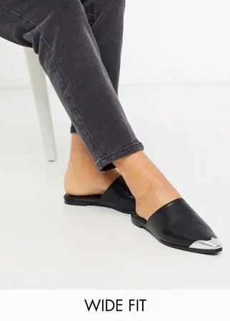 Черные мюли для широкой стопы в ковбойском стиле со вставкой на носке Co Wren-Черный цвет