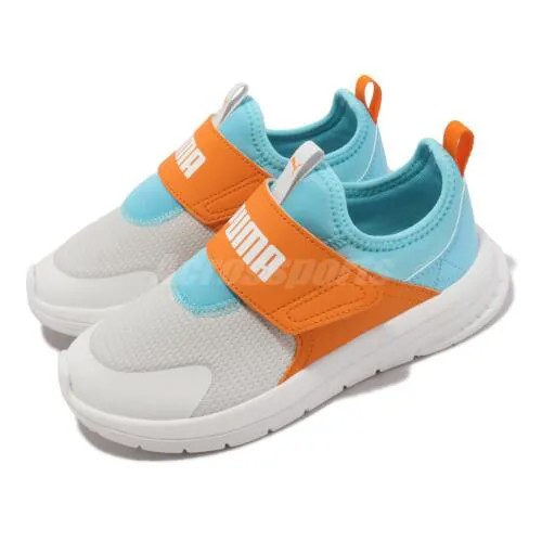 Кроссовки для дошкольного бега Puma Evolve Slip On PS Grey Orange Blue Kids 389135-01