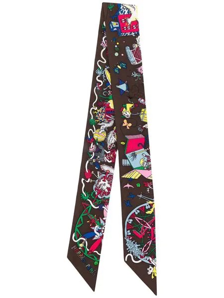 Hermès шелковый платок 2010-го года с графичным принтом