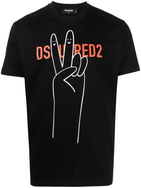 Dsquared2 logo graphic-print T-shirt, черный