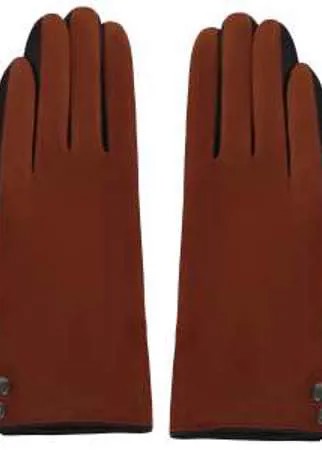 Стильные перчатки премиальной линии ALLA PUGACHOVA выполнены из велюра коньячного оттенка и натуральной кожи оттенка темного кофе. Внутри подкладка из натуральной шерсти. Край манжета украшен металлическими кнопками. Теплые женские кожаные перчатки не только надежно защитят ваши руки от холода, но и станут стильным дополнением вашего образа.