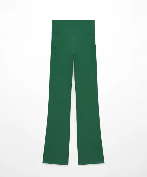 Брюки Oysho Comfortlux Bootcut With Pockets, зеленый