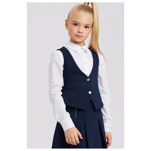 Классический приталенный жилет, Silver Spoon School, SSFSG-029-23311-310, Размер 164/L, Цвет Синий