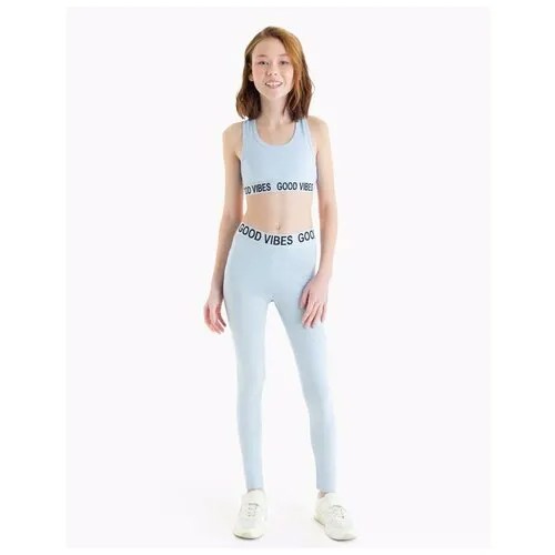 Сиреневые леггинсы с принтом Work out для девочки Gloria Jeans