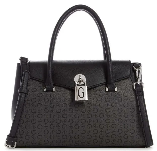 Женская черная сумка-портфель с замком и принтом логотипа NEW GUESS, кошелек через плечо