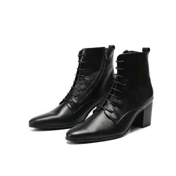 Botas hombre Мужская зимняя обувь на высоком каблуке, натуральная кожа, британский стиль, ботинки челси, ковбойские сапоги мужские, роскошная обу...