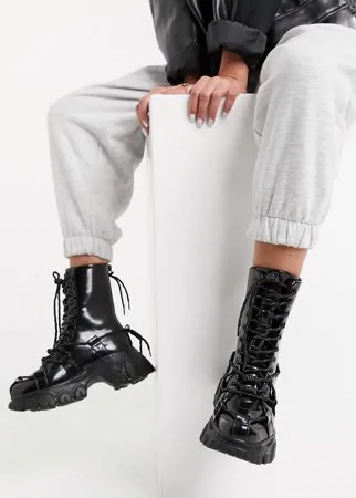 Черные ботинки на спортивной подошве с декоративными шнурками ASOS DESIGN Alicia-Черный