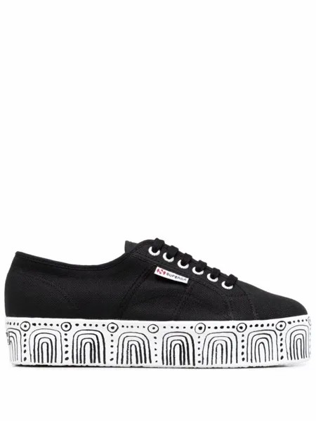 Superga кеды на платформе с абстрактным узором, черный
