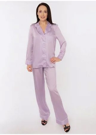 Пижама NICOLE HOME, рубашка, брюки, застежка пуговицы, длинный рукав, размер XL, серебряный, серый