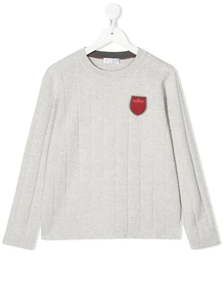 Brunello Cucinelli Kids джемпер с круглым вырезом и нашивкой-логотипом
