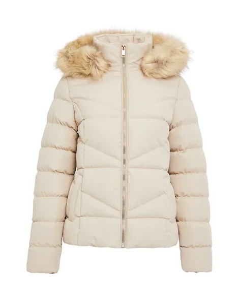 Пуховик Threadbare THB Hails Fur Trim Puffer, серый