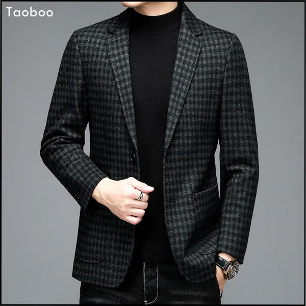 Taoboo 2021 зимние мужские блейзеры, роскошный шерстяной повседневный мужской костюм, куртка, деловое офисное пальто, Мужское пальто, классическ...