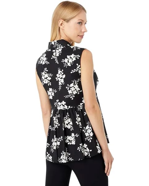 Топ Kate Spade New York Floral Clusters Flounce Top, черный