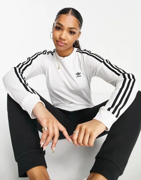 Белый лонгслив с тремя полосками adidas Originals