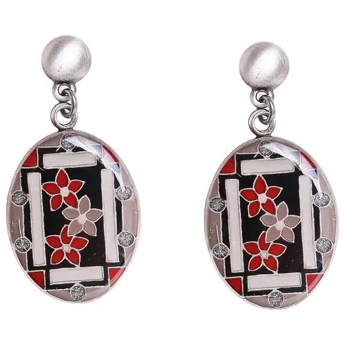 Серьги пусеты Clara Bijoux, эмаль, черный, красный
