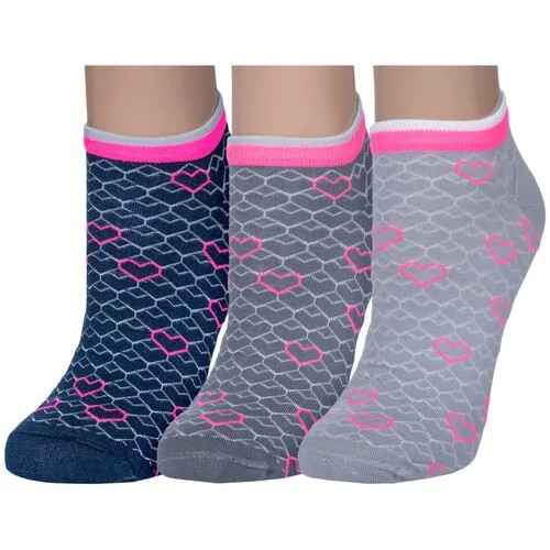 Комплект из 3 пар женских спортивных носков RuSocks (Орудьевский трикотаж) микс 2, размер 23-25
