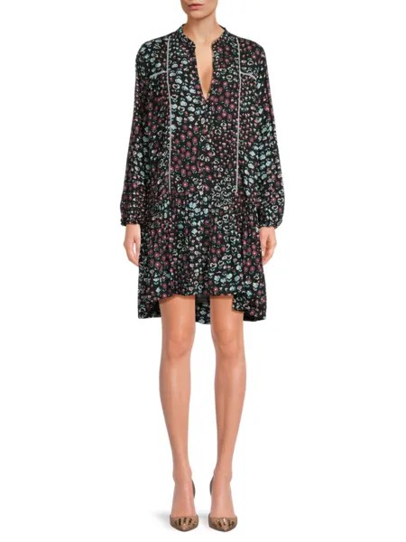 Платье с заниженной талией и принтом Sylvia Poupette St Barth, цвет Black Multi