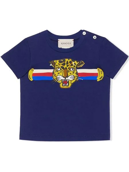 Gucci Kids футболка с леопардовым принтом