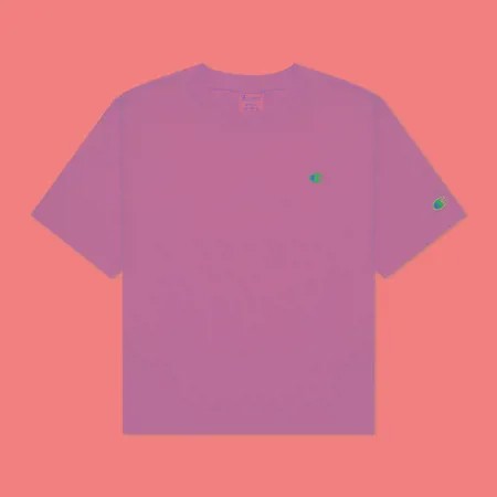 Женская футболка Champion Reverse Weave C Logo Cropped Custom Fit, цвет розовый, размер L