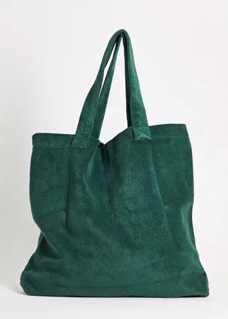Сине-зеленая махровая сумка-тоут в стиле 
