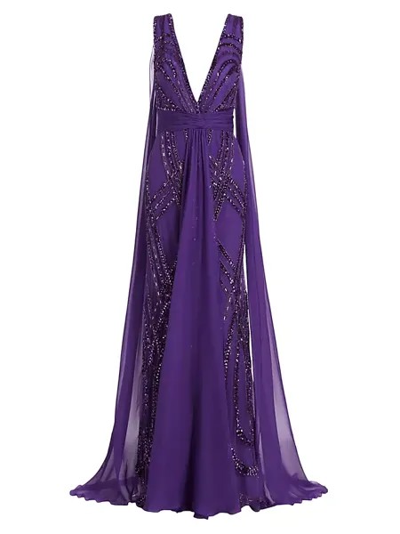 Платье «Арабеск» из шелковой смеси с бисером Zuhair Murad, фиолетовый