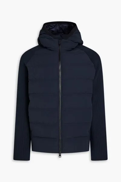Стеганый пуховик с капюшоном Woolrich, темно-синий