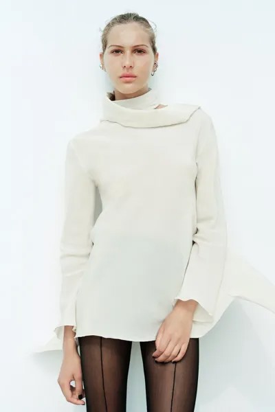 Топ с перекрестком назад ZARA, бежевый/зеленый