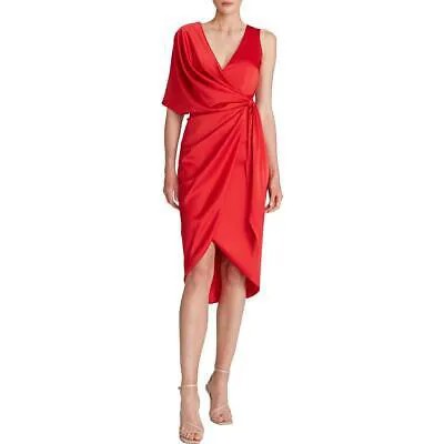 Женское красное коктейльное платье с запахом до колена на одно плечо Theia 0 BHFO 9236