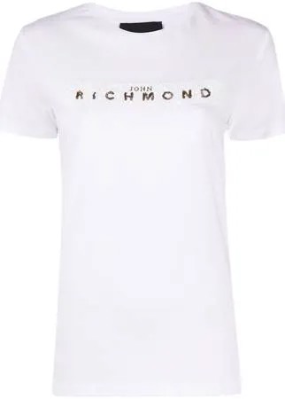 John Richmond футболка с пайетками и логотипом