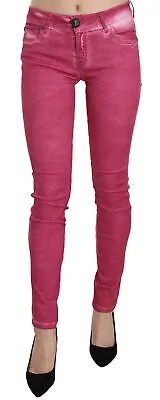 PLEIN SUD JEANIUS Брюки Розовые бархатные узкие брюки со средней талией s. W26 Рекомендуемая розничная цена 450 долларов США