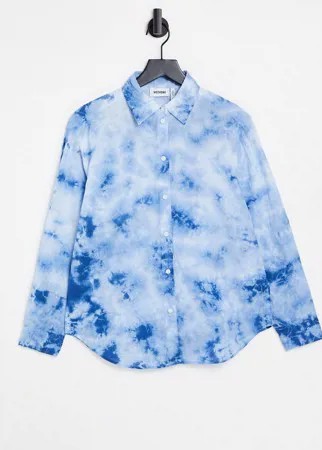 Рубашка из органического хлопка с голубым принтом тай-дай Weekday Ramsey-Голубой