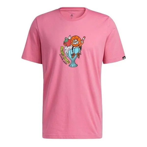 Футболка Men's Adidas Cartoon Basketball Printing Sports Short Sleeve Pink T-Shirt, розовый